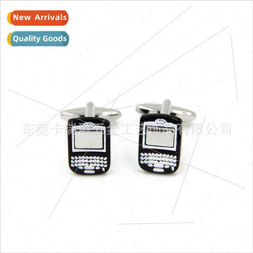 Fun large screen cell phone drip baked enamel cufflinks cuff