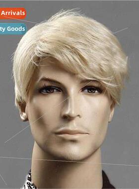 Blonde Fluffy Europe Men Wigs wigs Chemical Fiber Headgear