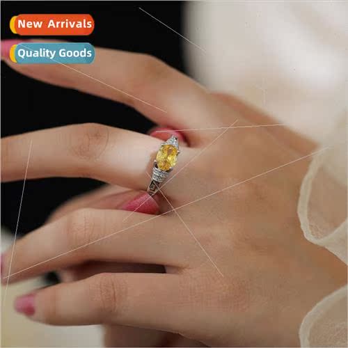 Europe trend simple a duck yellow oval zirconia ring适用wome