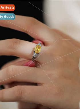Europe trend simple a duck yellow oval zirconia ring适用wome