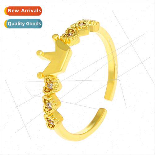 crown ring fashion niche micro-set zirconia love ring premiu