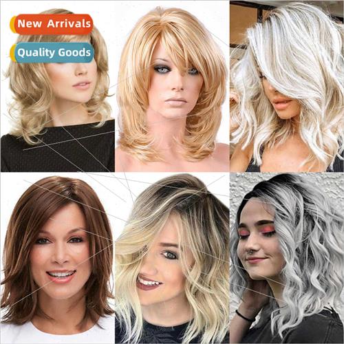 Europe wig ladies short hair blonde flaxen reverse short cur