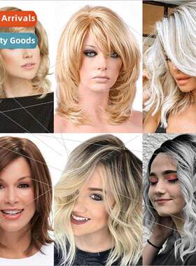 Europe wig ladies short hair blonde flaxen reverse short cur