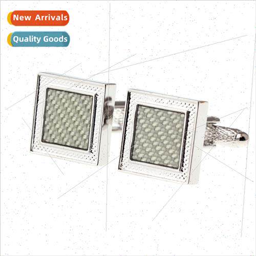 Square Whe Carbon Fiber Cufflinks Men Shirt French Cuff Casu