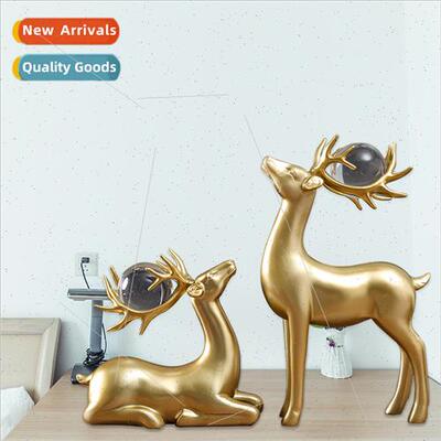 ght luxury decoration crystal ball lucky deer resin ornament
