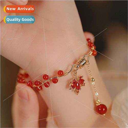 Maple Leaf Girl Fashion Bracelet Natural Red Agate Ancient B