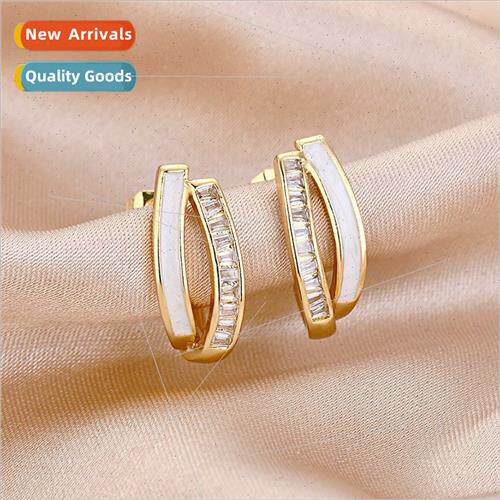 New French row diamond earrings tide spring female earrings