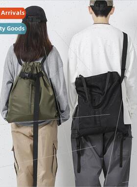 Drawstring Pocket Nylon Sports Gym Bag Tote Drawstring Shoul