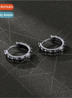 Tanium steel earrings chain casting retro earrings do old pu