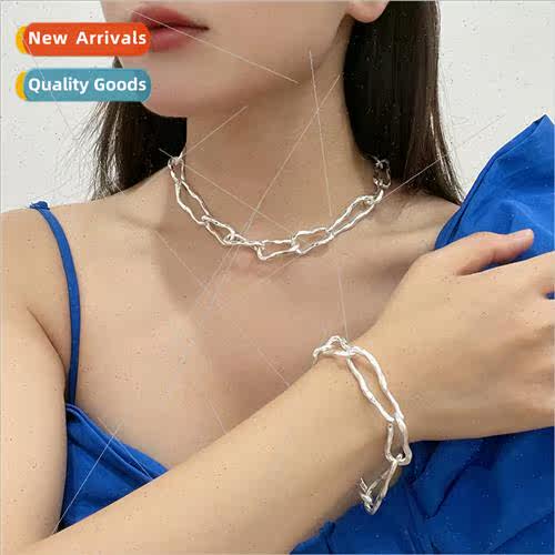 Geometric Irregular Metal Pattern Punk Choker Necklace Europ