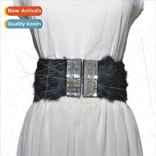 Europe elastic elastic ladies rabb hair decorative waist sea