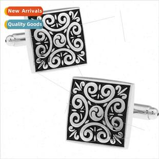 Business French cufflinks square Chinese vintage carved flow