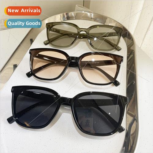 black frame teal sunglasses female sunscreen new round face