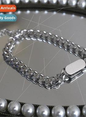Hip Hop Punk Cuban Bracelet Men Oval Glossy Engravable Chunk