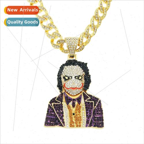 Europe hip-hop cosplay diamond clown large pendant necklace