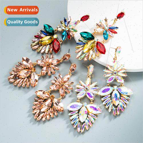 Europe multi-layer willow leaf-shaped rhinestone glass diamo