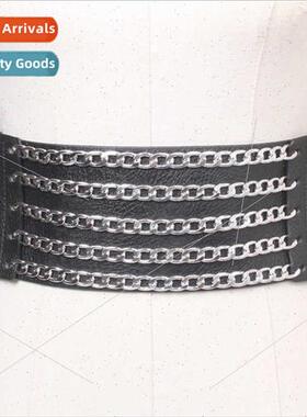 Stch elastic waist belt women new multi-layer chain decorati