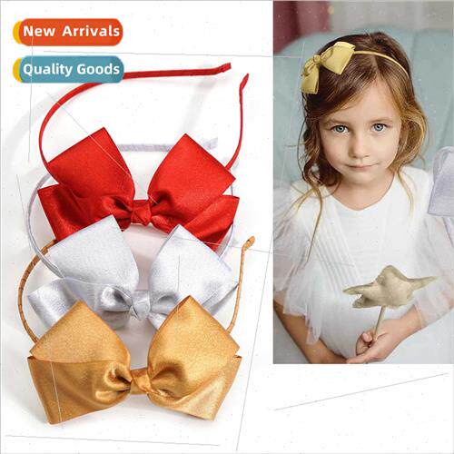 Children hair accessories 4.5inch Europe bow hair band Gold