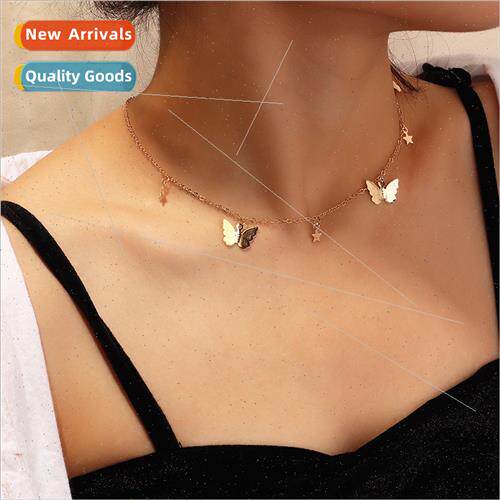 Europe new jewelry sequins star butterfly necklace fresh win