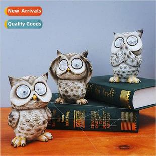 owl solar three look ornament not resin Europe light