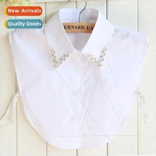 Cotton Korean false collar shirt female square collar rhines
