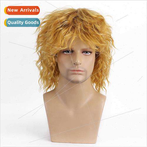 Short Blonde Curly Wig Mullet Blonde Brown Wig Dark Roots 70