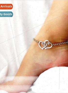 Fashion Double Peach Heart Anklet Women Ankle Alloy Jewelry