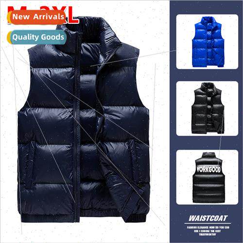 Winter glossy men vest thickened warm tide sleeveless jacket