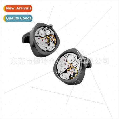 Triangular Watch Movement Cufflinks Gun Black Watch Tourbill