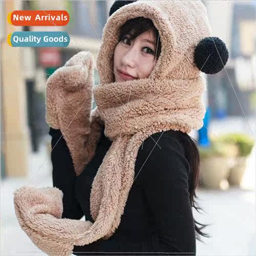 Winter scarf Korea three-piece scarf female hooded ladies th