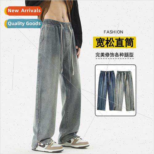 2023 new retro jeans men spring fall straight loose nd wide-