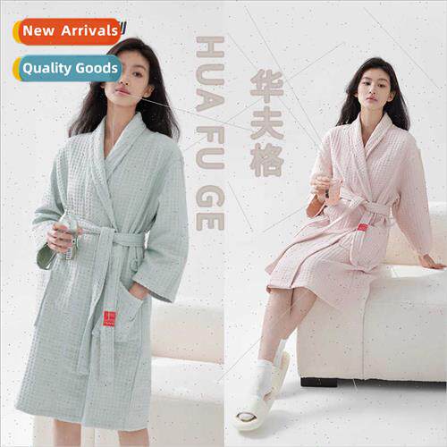 Towel new cotton waffle bathrobe adult couple bathrobe summe