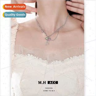 niche simple sweet Bow collarbone necklace delicate chai tie