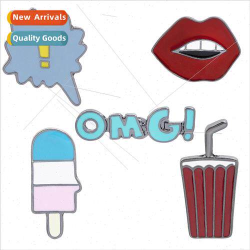 Japan Korea Brooch English Omg Exclamation Point Red ps Ice