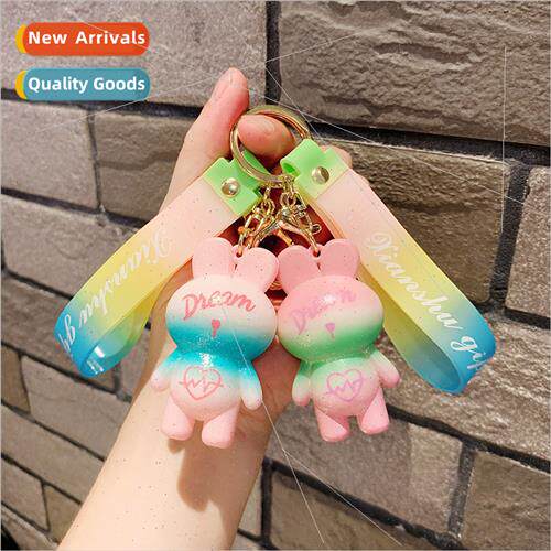 Cute rabb cartoon pvc soft rubber book bag creative pendant