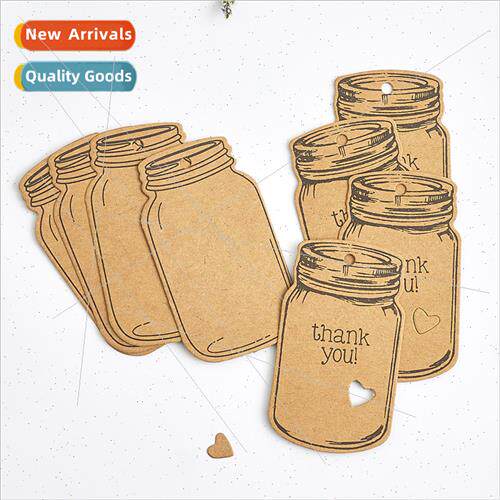50pcs/set blank drift bottle thank you kraft paper tag handm