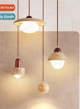 Yellow travertine Japanese wabi-sabi bedroom bedside chandel