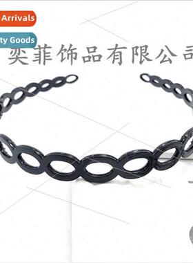 Oval HairbandPlastic HeadbandBlack Small TeethNon-Slip Zigza