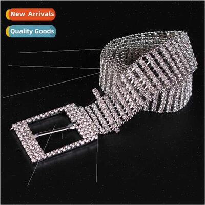 Funky Crystal Wide Belt Women Metal Waistband Decorative Eig