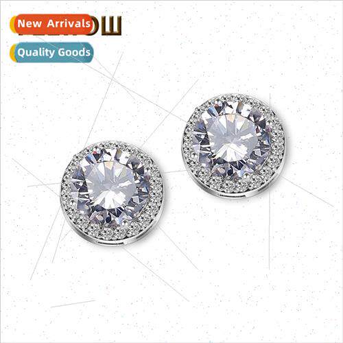 Korea Jewelry Round Earrings AAA Zirconia lver Earring Studs