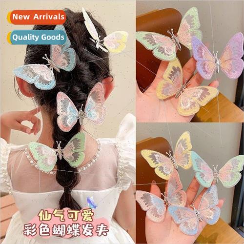 Summer children will move big butterfly hair clips cute swee