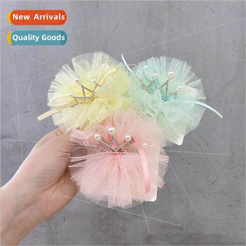 Mesh pearl rhinestone crown headdress Korean hair clips prin