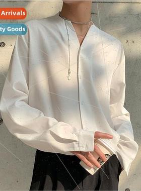 Spring and summer asceticism collarless shirt mens design ni