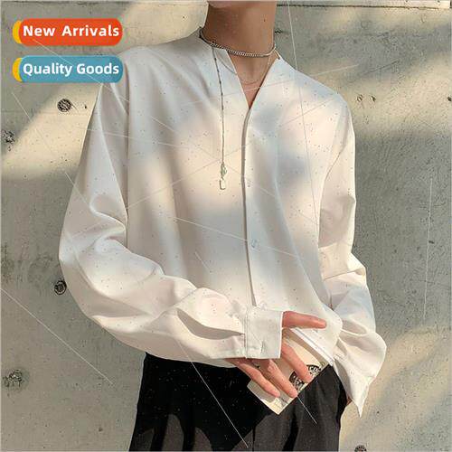 Spring and summer asceticism collarless shirt mens design ni