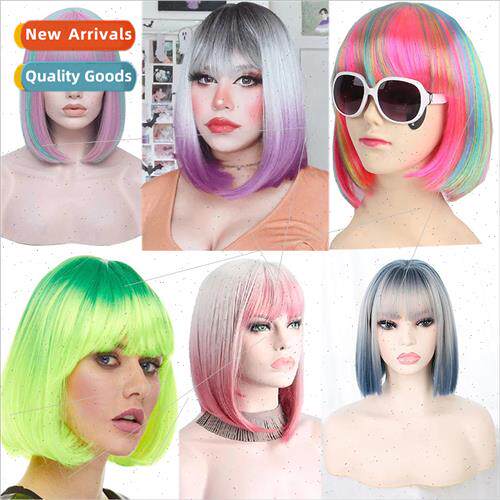 Europe fashion wig women Qi u O head short multiple gradient