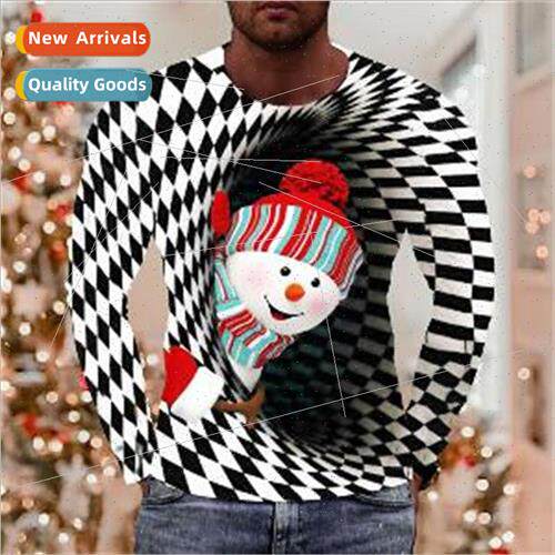 2022 Fall New Mens Long Sleeve T-Shirt Snowman 3D Printed Me