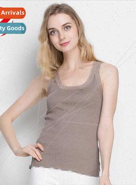 Women lk Cotton Ribbed Seamless Tank Top Lace Lace Bottom Sh