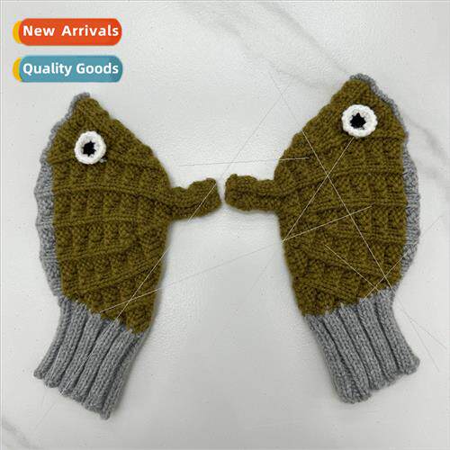 Cute fish gloves female winter knted woolen gloves Korean  o