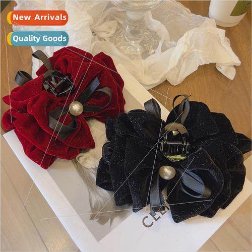 Black rose oversized hair clips retro bud back head plate ha