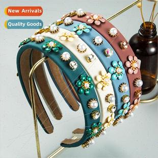 Hairband Europe vintage ins baroque oil drop flower pearl he